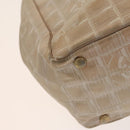 CHANEL New Travel line Tote Bag Nylon 2Set Beige Black CC Auth gh728-9