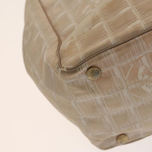 CHANEL New Travel line Tote Bag Nylon 2Set Beige Black CC Auth gh728