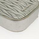 Miu Miu Matelasse Chain Shoulder Bag Leather Silver Auth gh730-16