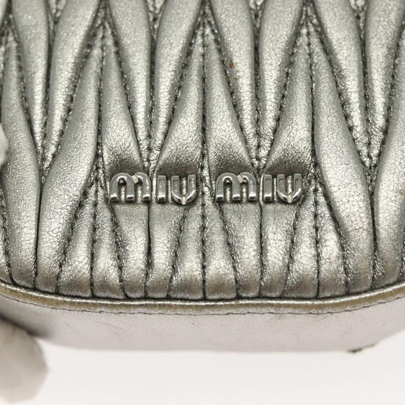 Miu Miu Matelasse Chain Shoulder Bag Leather Silver Auth gh730