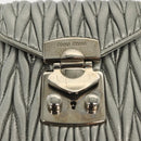 Miu Miu Matelasse Chain Shoulder Bag Leather Silver Auth gh730-9