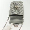 Miu Miu Matelasse Chain Shoulder Bag Leather Silver Auth gh730-10