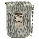Miu Miu Matelasse Chain Shoulder Bag Leather Silver Auth gh730-13