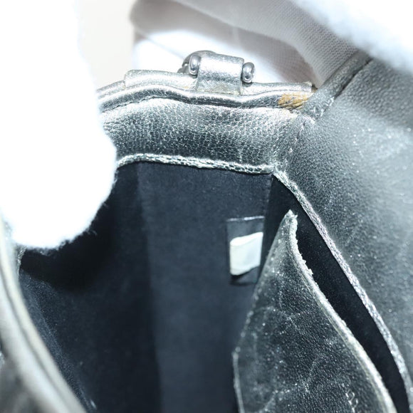 Miu Miu Matelasse Chain Shoulder Bag Leather Silver Auth gh730