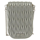 Miu Miu Matelasse Chain Shoulder Bag Leather Silver Auth gh730-2