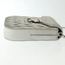 Miu Miu Matelasse Chain Shoulder Bag Leather Silver Auth gh730-3