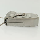 Miu Miu Matelasse Chain Shoulder Bag Leather Silver Auth gh730-4