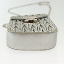 Miu Miu Matelasse Chain Shoulder Bag Leather Silver Auth gh730-5