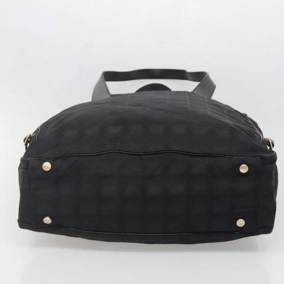 CHANEL New Travel line Tote Bag Nylon Black CC Auth gh732