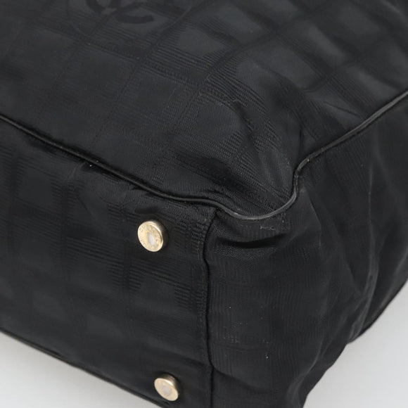 CHANEL New Travel line Tote Bag Nylon Black CC Auth gh732