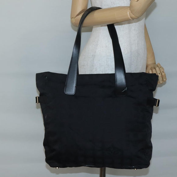 CHANEL New Travel line Tote Bag Nylon Black CC Auth gh732