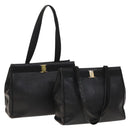 Salvatore Ferragamo Tote Bag Leather 2Set Black Auth gh736-1