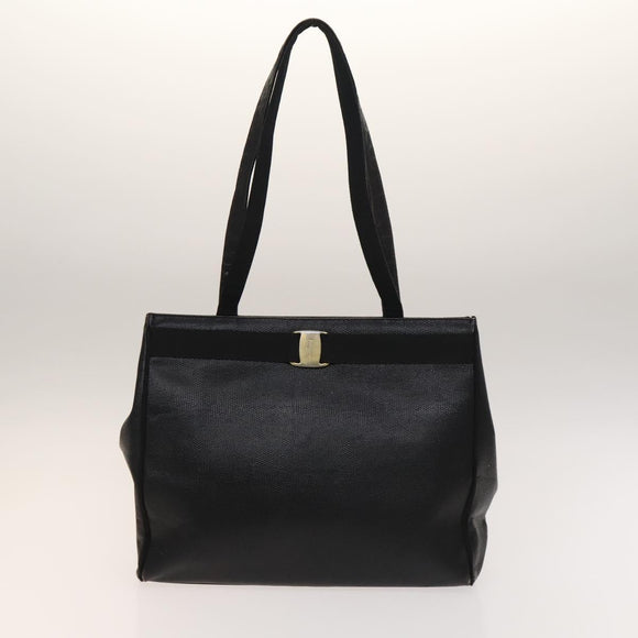 Salvatore Ferragamo Tote Bag Leather 2 Set Black Auth gh736
