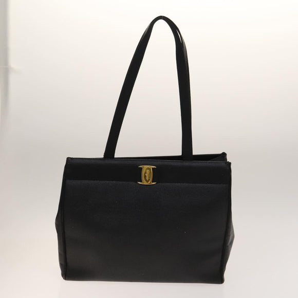 Salvatore Ferragamo Tote Bag Leather 2 Set Black Auth gh736