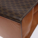 CELINE Macadam Canvas Hand Bag PVC Leather Brown Gold Auth gh737-12
