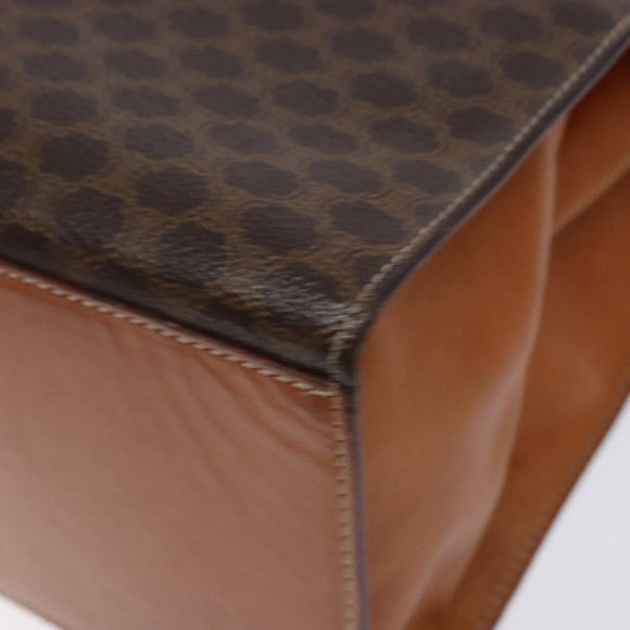 CELINE Macadam Canvas Hand Bag PVC Leather Brown Gold Auth gh737