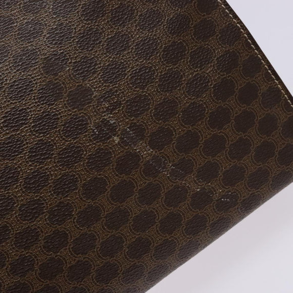 CELINE Macadam Canvas Hand Bag PVC Leather Brown Gold Auth gh737