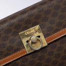 CELINE Macadam Canvas Hand Bag PVC Leather Brown Gold Auth gh737-15