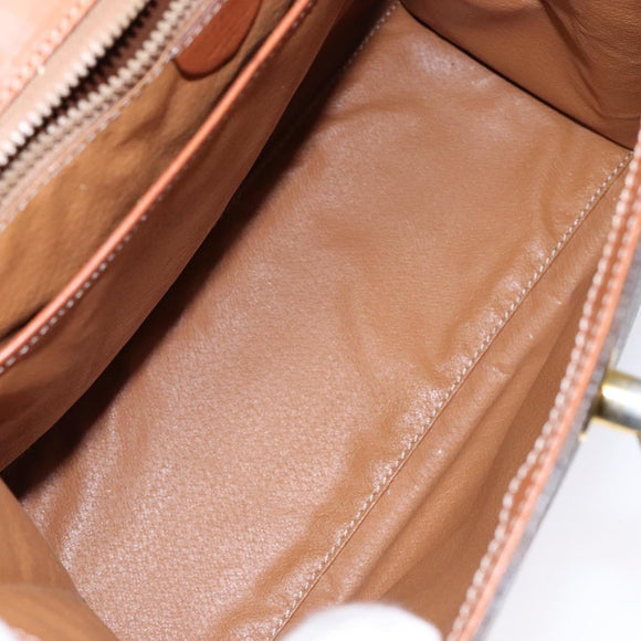 CELINE Macadam Canvas Hand Bag PVC Leather Brown Gold Auth gh737