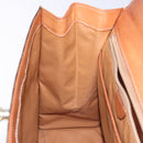 CELINE Macadam Canvas Hand Bag PVC Leather Brown Gold Auth gh737-22