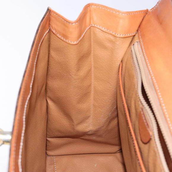 CELINE Macadam Canvas Hand Bag PVC Leather Brown Gold Auth gh737