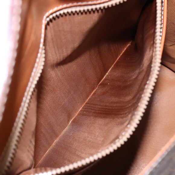 CELINE Macadam Canvas Hand Bag PVC Leather Brown Gold Auth gh737