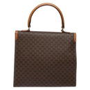 CELINE Macadam Canvas Hand Bag PVC Leather Brown Gold Auth gh737-3