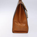 CELINE Macadam Canvas Hand Bag PVC Leather Brown Gold Auth gh737-4