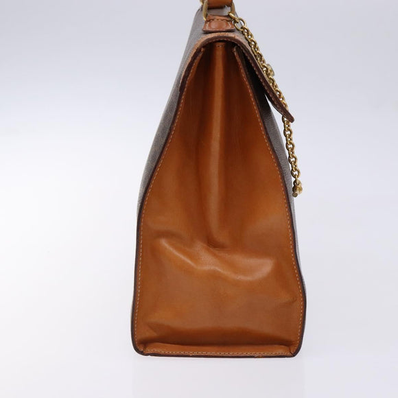 CELINE Macadam Canvas Hand Bag PVC Leather Brown Gold Auth gh737