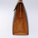 CELINE Macadam Canvas Hand Bag PVC Leather Brown Gold Auth gh737-5