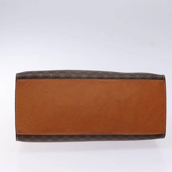 CELINE Macadam Canvas Hand Bag PVC Leather Brown Gold Auth gh737