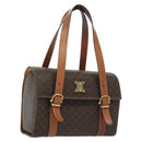 CELINE Macadam Canvas Hand Bag PVC Leather Brown Gold Auth gh739-1
