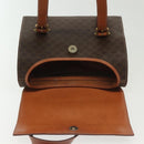 CELINE Macadam Canvas Hand Bag PVC Leather Brown Gold Auth gh739-10