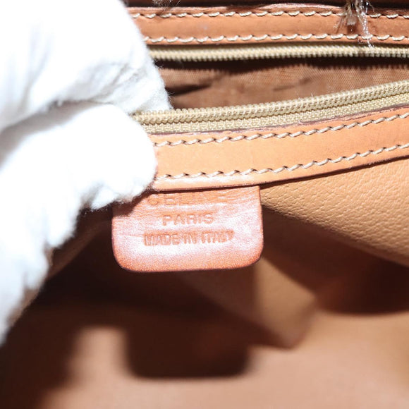 CELINE Macadam Canvas Hand Bag PVC Leather Brown Gold Auth gh739