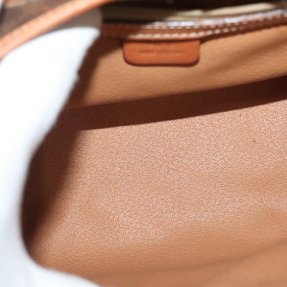 CELINE Macadam Canvas Hand Bag PVC Leather Brown Gold Auth gh739