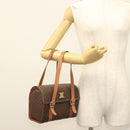 CELINE Macadam Canvas Hand Bag PVC Leather Brown Gold Auth gh739-24