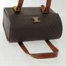 CELINE Macadam Canvas Hand Bag PVC Leather Brown Gold Auth gh739-6