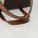 CELINE Macadam Canvas Hand Bag PVC Leather Brown Gold Auth gh739-7