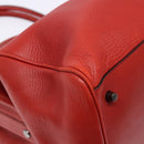 PRADA Hand Bag Leather Red Silver Auth gh740-17