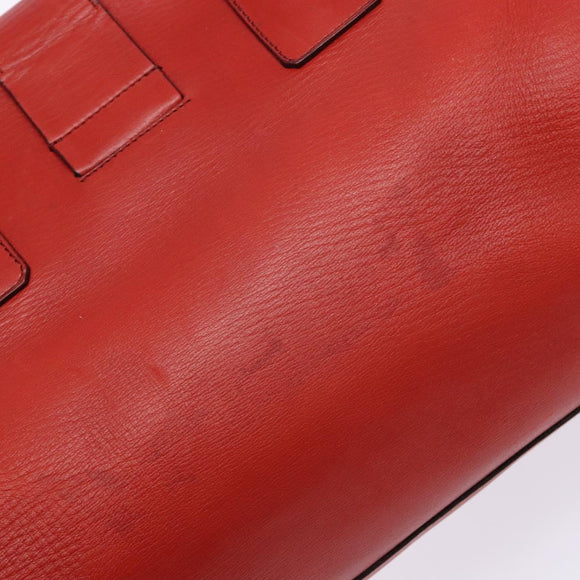 PRADA Hand Bag Leather Red Silver Auth gh740
