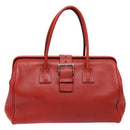 PRADA Hand Bag Leather Red Silver Auth gh740-13