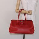 PRADA Hand Bag Leather Red Silver Auth gh740-23