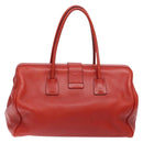 PRADA Hand Bag Leather Red Silver Auth gh740-2