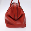 PRADA Hand Bag Leather Red Silver Auth gh740-3