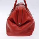 PRADA Hand Bag Leather Red Silver Auth gh740-4