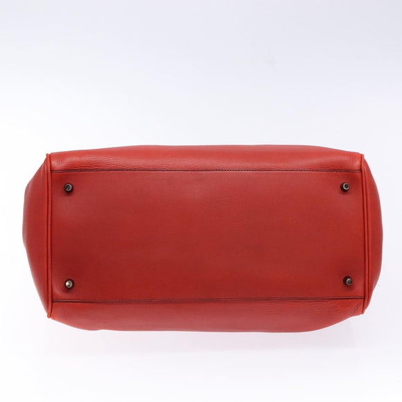 PRADA Hand Bag Leather Red Silver Auth gh740