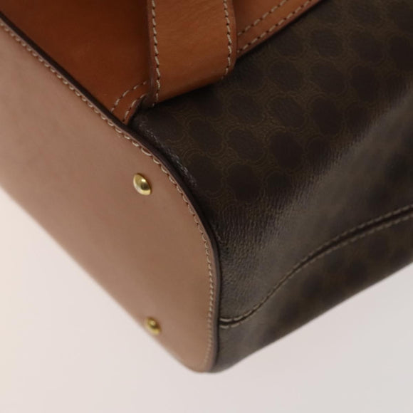 CELINE Macadam Canvas Backpack PVC Leather Brown Gold Auth gh742