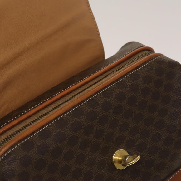 CELINE Macadam Canvas Backpack PVC Leather Brown Gold Auth gh742