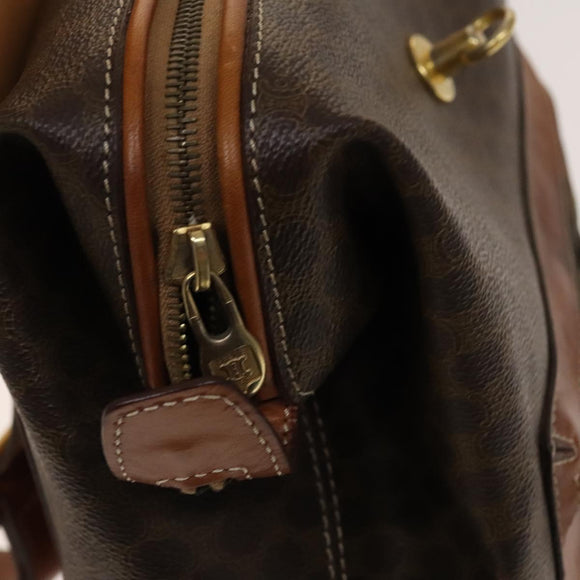 CELINE Macadam Canvas Backpack PVC Leather Brown Gold Auth gh742