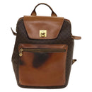 CELINE Macadam Canvas Backpack PVC Leather Brown Gold Auth gh742-13